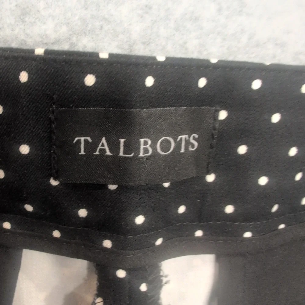 Talbots Chatham Ankle Pants Black White Polka Dot Size 14P - Picture 2 of 5